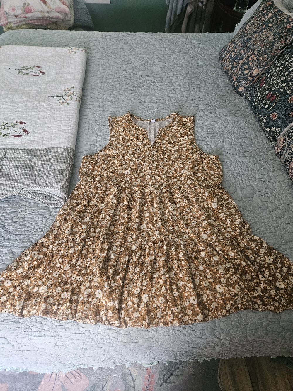 Old Navy Yellow Floral Tiered Sundress with White Flowers